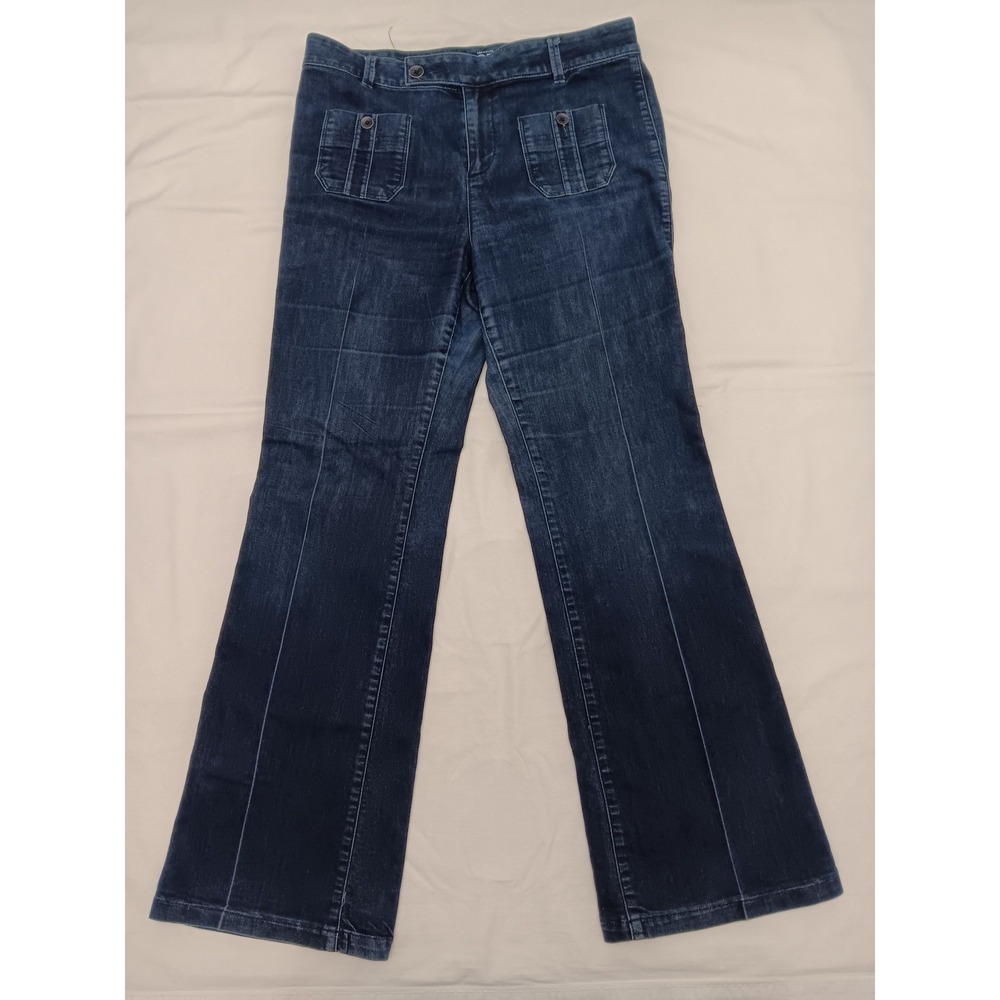 Ann Taylor Navy Wide-Leg Flare Jeans